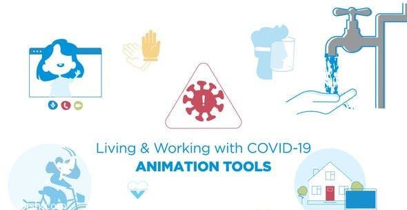 پروژه افترافکت مجموعه انیمیشن کرونا Living & Working With COVID-19